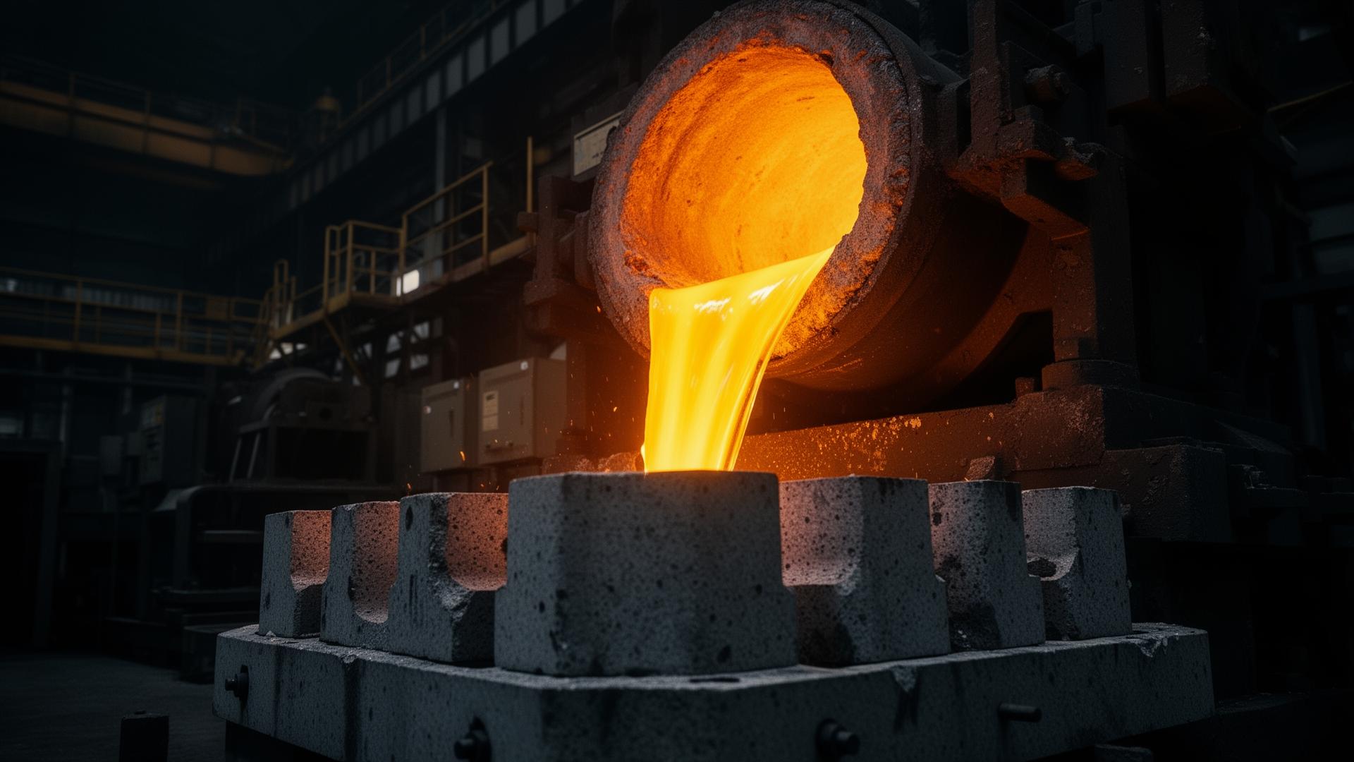 Atmospheric editorial composition — dark crystalline ore under warm light
